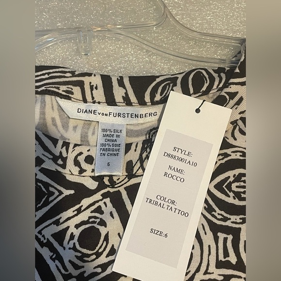 DVF Diane Von Furstenberg ROCCO Silk Jersey Dress Tribal Tattoo New NWT size 6 - Picture 7 of 12